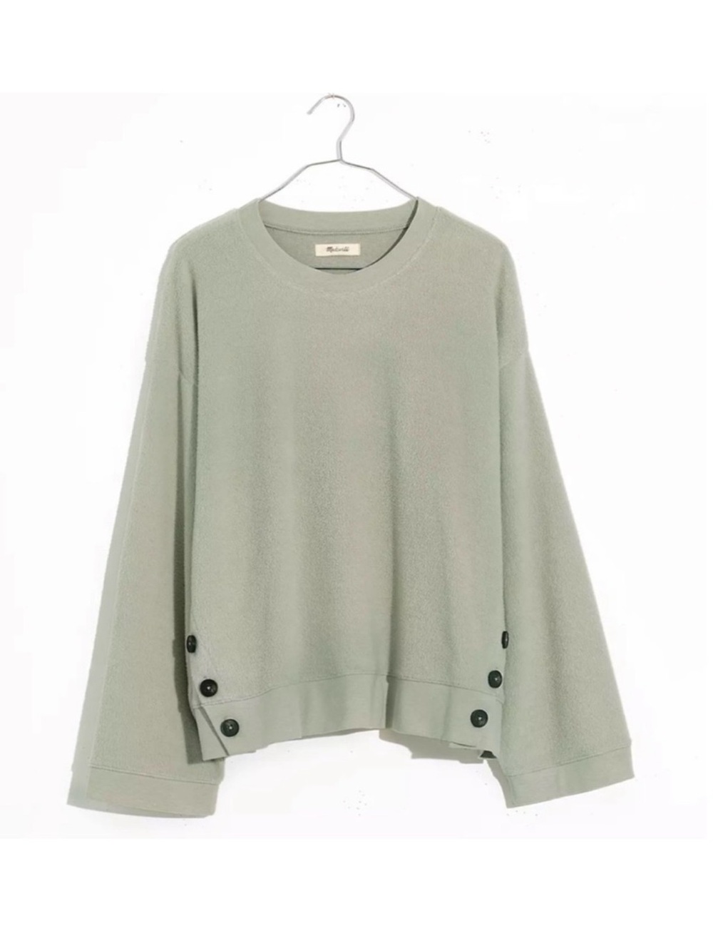 Madewell (Re)sourced Brushed Side-Button Relaxed Sweatshirt Oversized